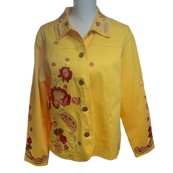 Coldwater Creek Yellow Embroidered Shacket - Picture 1 of 9